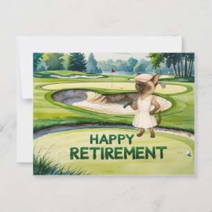 Postal Jubilación de golf para los amantes del gato siamé
