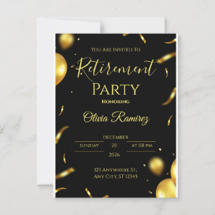 Postal Jubilación Elegante De Oro Y Negro