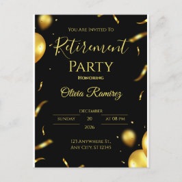 Postal Jubilación Elegante De Oro Y Negro