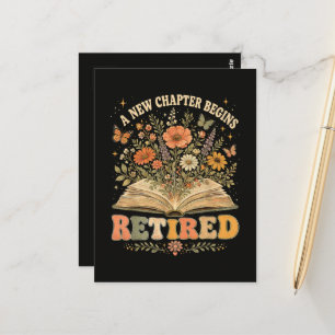 Postal Jubilado Un Nuevo Capítulo Comienza Libro Floral R