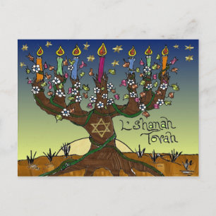 Postal Judaica L'shanah Tovah Árbol de la Vida Regalos Ro