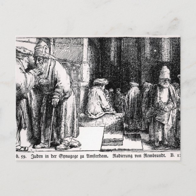 Postal Judíos en la sinagoga en Amsterdam (Anverso)