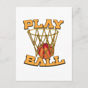 Postal Juega Baloncesto Balón.