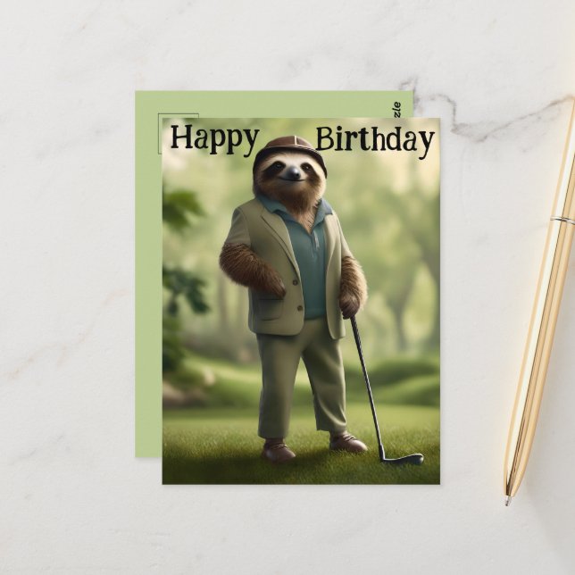 Postal Juego activado: Sloth Golf Player, (Anverso/Reverso In Situ)