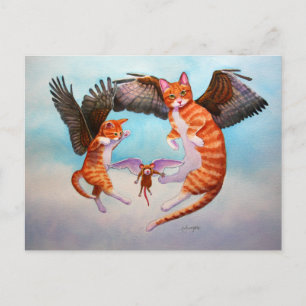 Postal Juego Angel Cat and Mouse