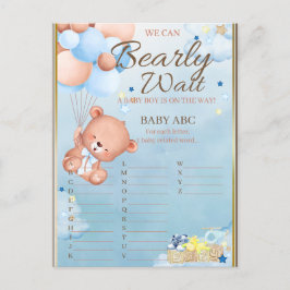 Postal Juego Bear Baby Shower Boy