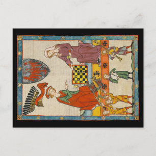 Postal Juego de Ajedrez Codex Manesse siglo XIV