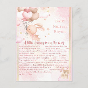 Postal Juego de Baby Shower Baby Girl Bunny