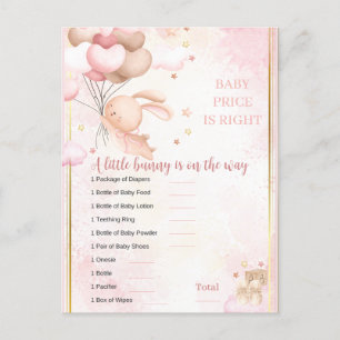 Postal Juego de Baby Shower Baby Girl Bunny