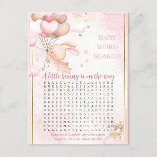 Postal Juego de Baby Shower Baby Girl Bunny