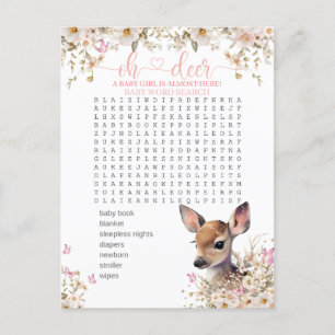 Postal Juego de Baby Shower Bosque del Ciervo