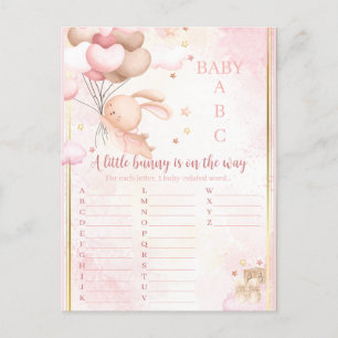 Postal Juego de Baby Shower de la Bebé Coneja