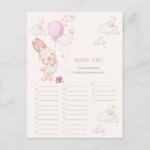 Postal Juego de Baby Shower de Niña con tema de Conejito