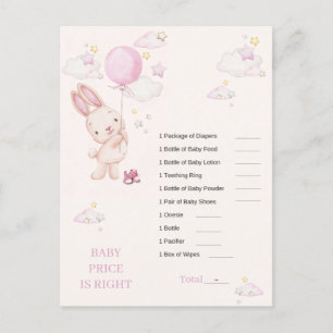 Postal Juego de Baby Shower de Niña con tema de Conejito