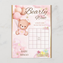Postal Juego de Baby Shower de Niña Oso