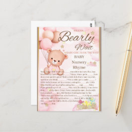 Postal Juego de Baby Shower de Osita Niña
