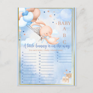 Postal Juego de Baby Shower Niño Conejo Bebé