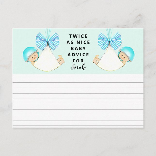 Postal Juego de Baby Shower Twins (Anverso)
