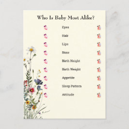 Postal Juego de Baby Shower Wildflowers