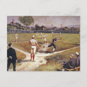 Postal Juego de béisbol deportivo vintage de Henry Sandha
