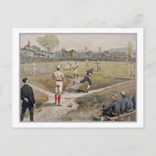 Postal Juego de béisbol Louis Prang Antique Print 1887