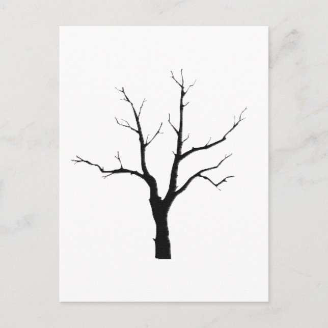 Postal Juego de blanco y negro del árbol de invierno (Anverso)
