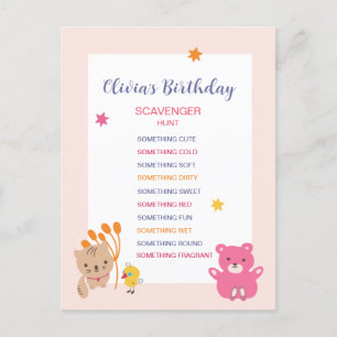 Postal Juego de búsqueda del cumpleaños de niños