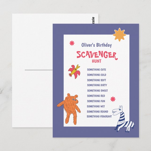 Postal Juego de caza de esclavos de cumpleaños para niños (Anverso / Reverso)