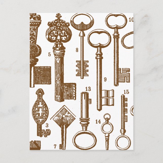 Postal Juego de claves antiguas de moda (Anverso)