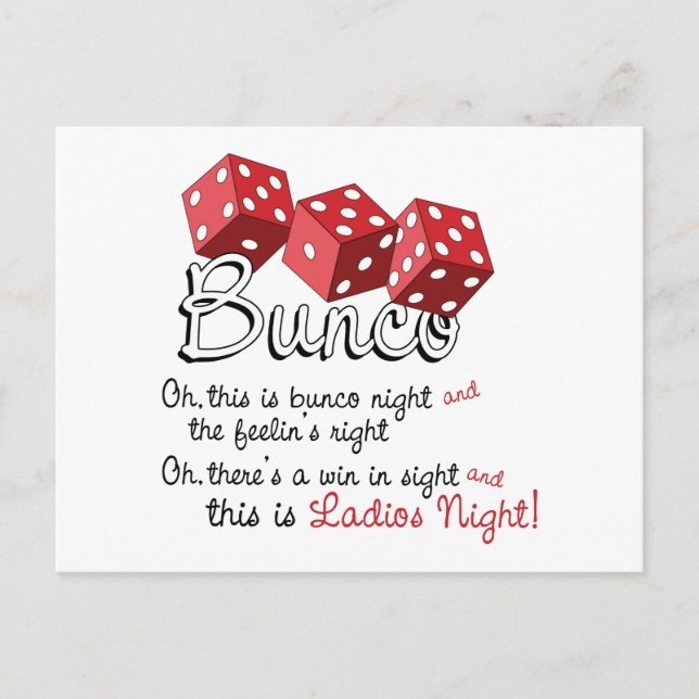 Postal Juego de dados Bunco (Anverso)