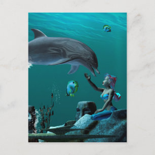 Postal Juego de delfines