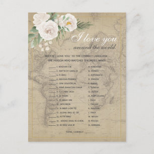 Postal Juego de ducha de novia con mapa antiguo y frases 