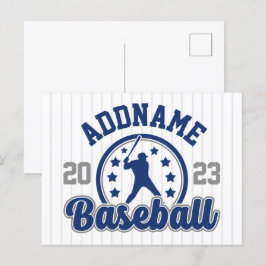 Postal Juego de jugador de equipo de béisbol con nombre p