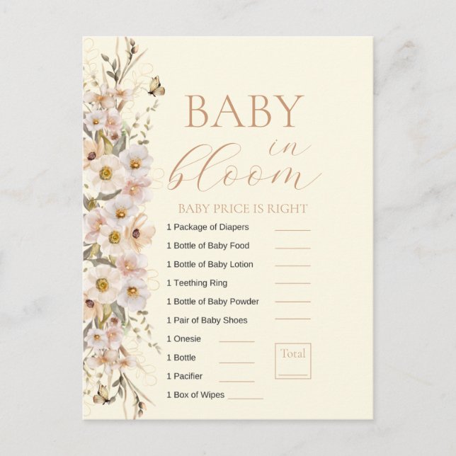 Postal Juego de la Ducha de Bebé Boho Neutral Baby In Blo (Anverso)