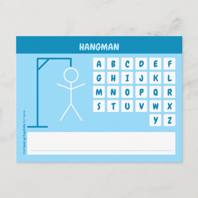 Postal Juego de palabras de Hangman (Anverso)