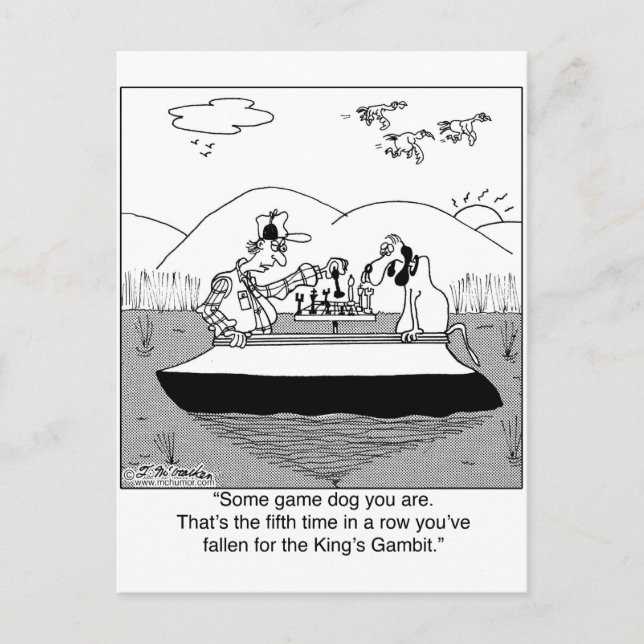 Postal Juego de perro juega al ajedrez (Anverso)