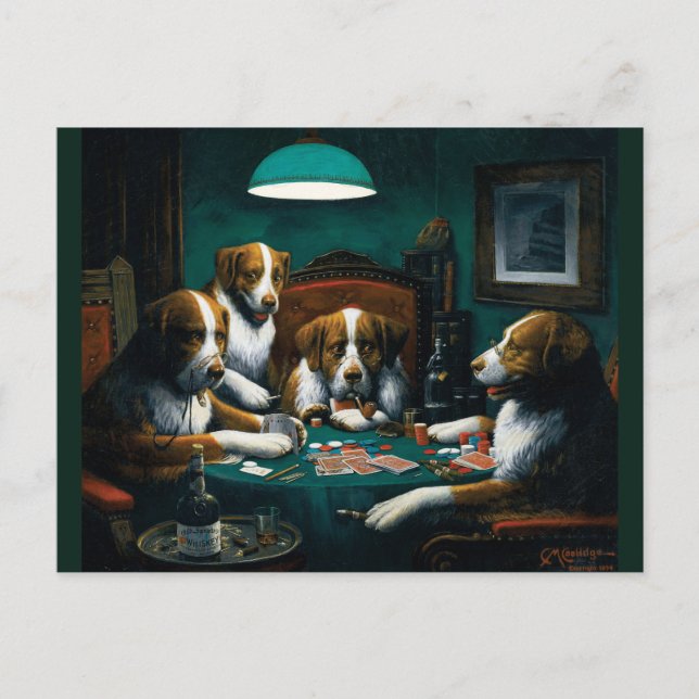 Postal Juego de póquer de perros (Anverso)