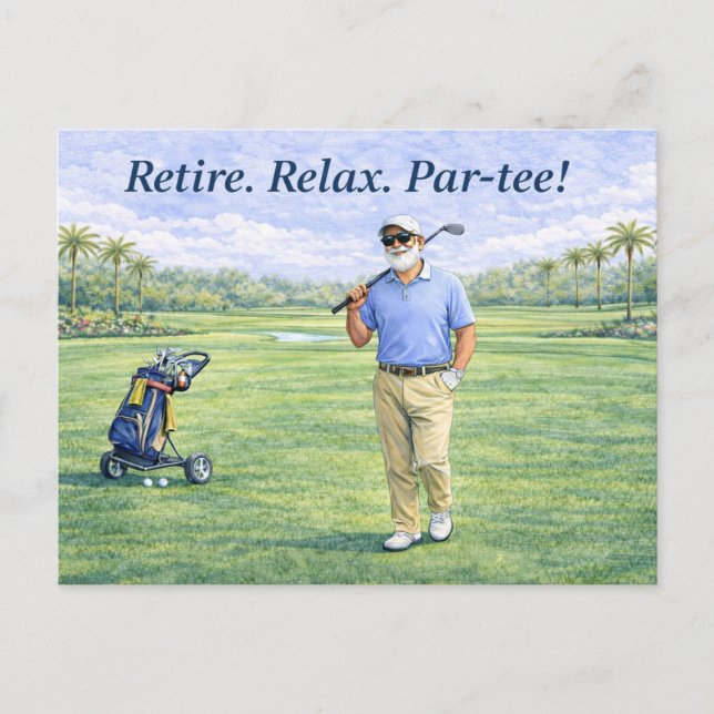 Postal Juego de retiro de golf. Juego. Recuerdo de golfis (Anverso)