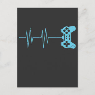 Postal Juego de video de camiseta de Gamer Heartbeat Love
