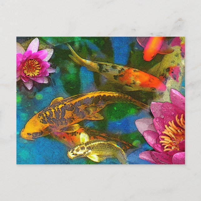 Postal juego del koi, poscard (Anverso)