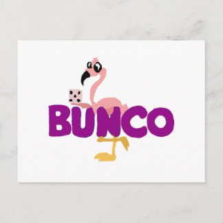 Postal Juego divertido de dados de Bunco y flamenco rosad