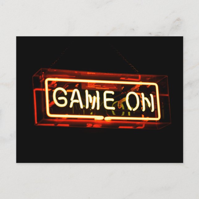 Postal Juego En Neon Rótulo Sports Gaming Gamer (Anverso)