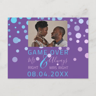 Postal Juego Más Divertido Salven La Foto Púrpura Boda De