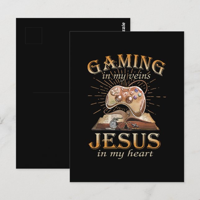 Postal Juegos en mis venas, Jesús en mi corazón (Anverso / Reverso)