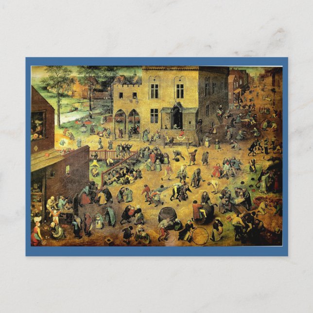 Postal "Juegos infantiles" de Pieter Bruegel - 1560 (Anverso)