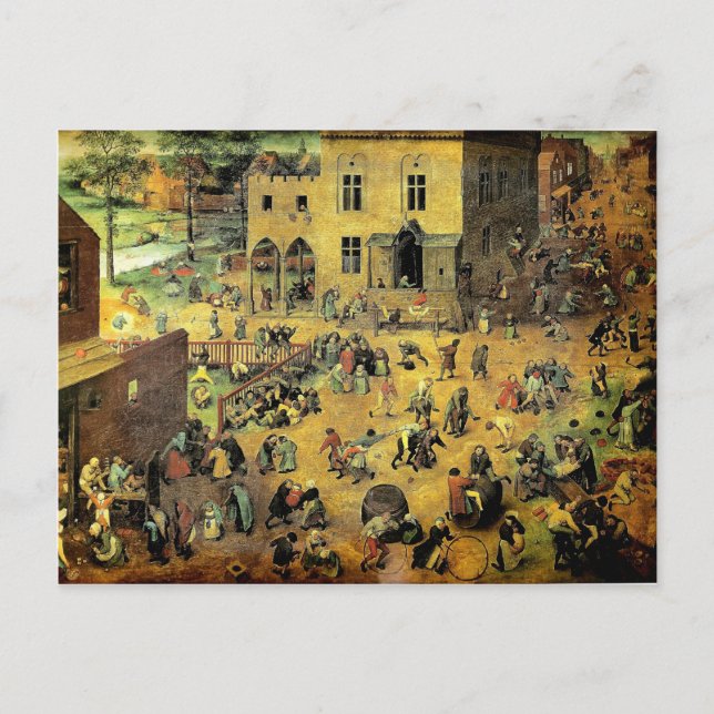 Postal "Juegos infantiles" de Pieter Bruegel - 1560 (Anverso)