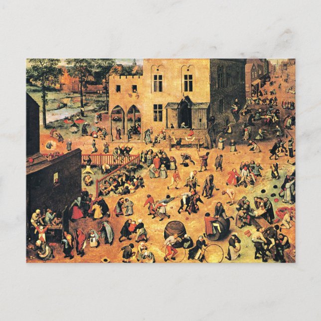 Postal Juegos infantiles, pintura artística fina, (Anverso)