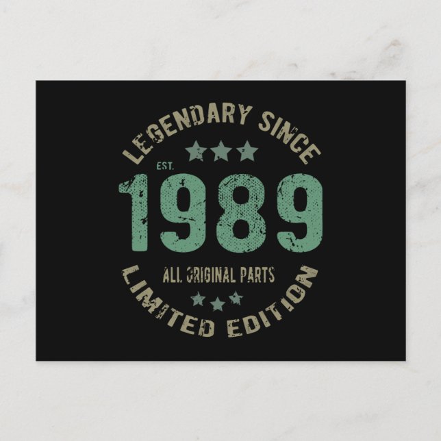 Postal Jueves de cumpleaños 1989 Leyenda regalo de cumple (Anverso)