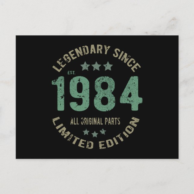 Postal Jueves de cumpleaños de 41 años 1984 Leyenda regal (Anverso)