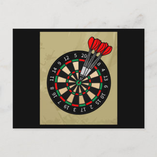 Postal Jugador Dart Dartboard con Flechas de dardos